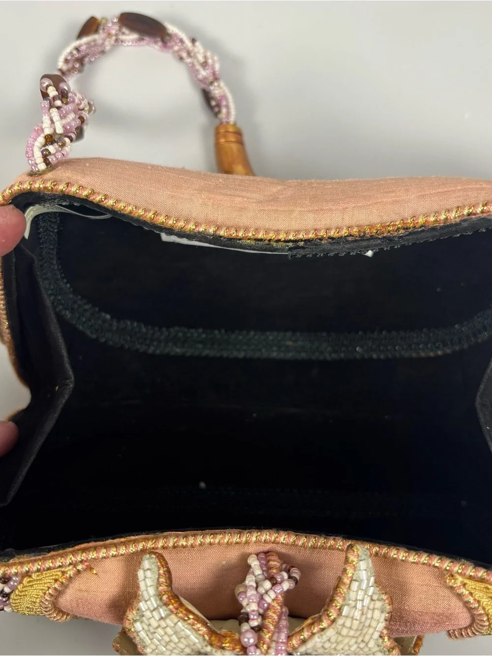 Vintage Mary Frances Beaded Shoulder Bag With Ruffles And Beads